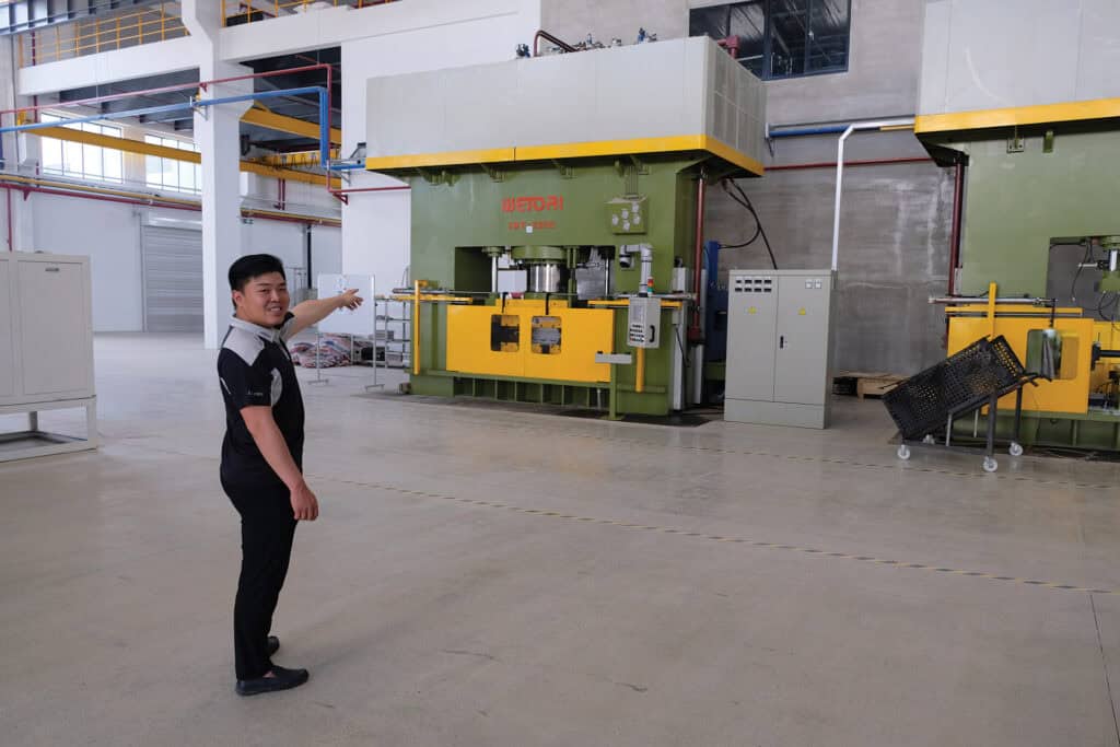 A-Forge Vietnam GM Kenith Chang in the new factory under construction in March 2024. (Photo: Laurens van Rooijen)