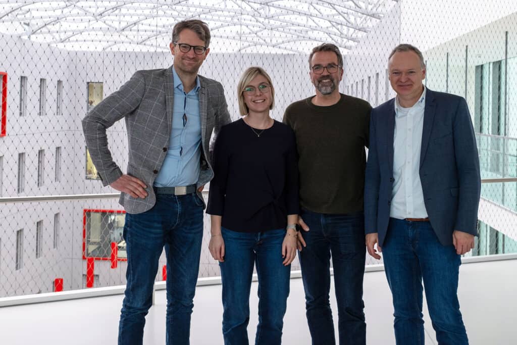 from left: Wasilis von Rauch, CEO Zukunft Fahrrad, Martina Rumschick, Eurobike Head of Brand and Content, Uwe Wöll, CEO VSF – Verbund Service & Fahrrad, Burkhard Stork, Director ZIV – Die Fahrrad-Industrie (Photo: Eurobike)